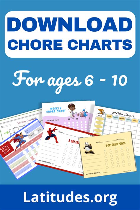 Printable Chore Charts For Kids Ages 6 10 Acn Latitudes