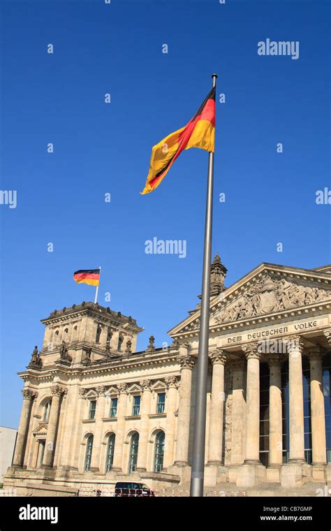 German Flag Over Reichstag Berlin Germany Stock Photo Alamy
