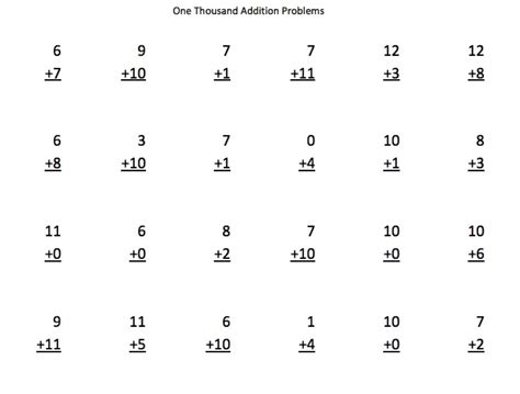 1000 Addition Subtraction Multiplication And Division Problems On A