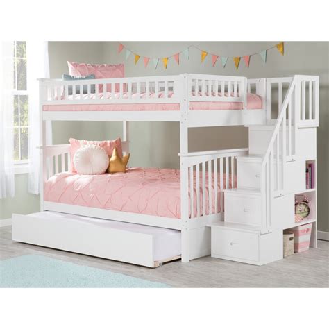 Harriet Bee Abel Staircase Full Over Full Bunk Bed With Trundle
