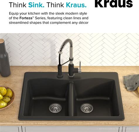 Kraus Kgd 52 Forteza 33 Composite Granite Kitchen Sink For Black