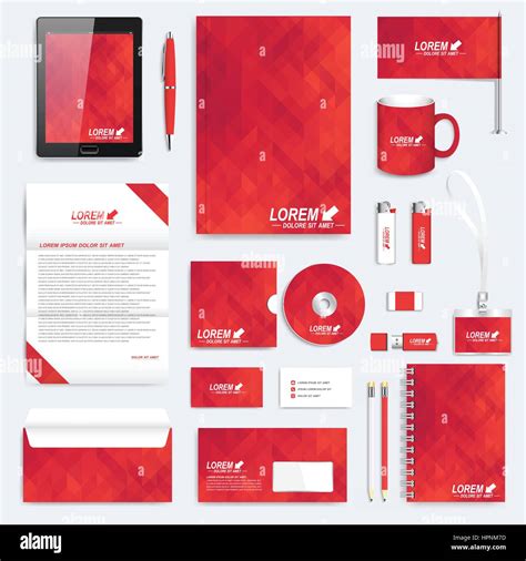 Red Set Of Vector Corporate Identity Template Modern Business