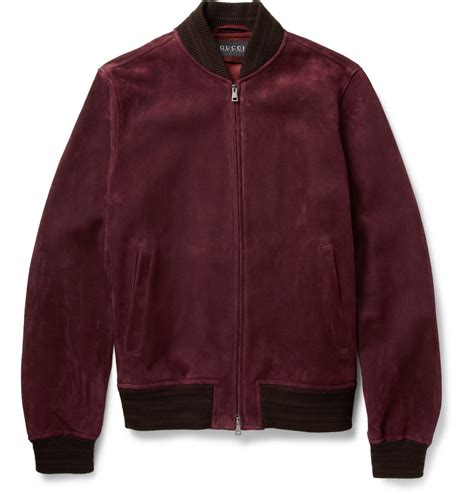 Gucci Suede Bomber Jacket In Red For Men Lyst