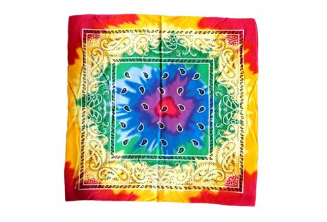 Rainbow Tie Dye Paisley Cotton Bandana