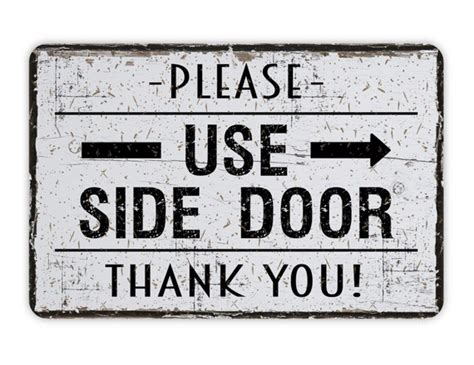 Please Use Side Door Metal Sign Custom Modern Farmhouse Wall Etsy