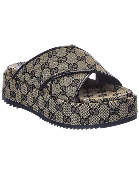 Gucci Gg Canvas Platform Sandal In Brown Lyst Uk