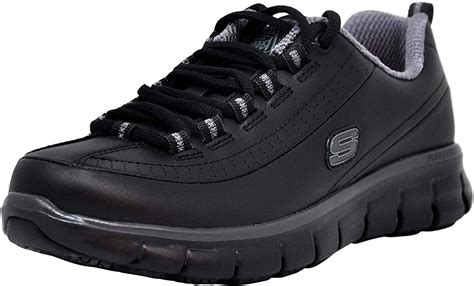 Skechers For Work Women S Sure Track Trickel Slip Resistant Work Shoe Black Grey 10 M Us