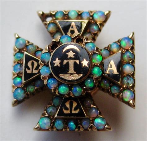 Vintage 14k Gold Alpha Tau Omega Opal Fraternity Pledge Pin 39g