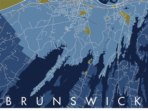 Brunswick Maine Map Print Unframed Paper Print Etsy