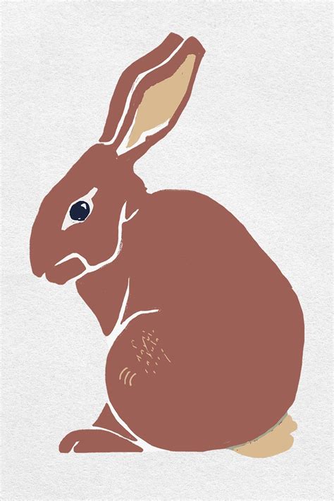 Brown Rabbit Psd Animal Vintage Premium Psd Illustration Rawpixel