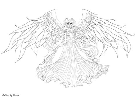 Anime Angel Outline Sketch Coloring Page