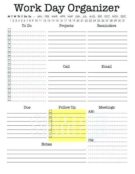 Daily Work To Do List Template Word Planner Printable Excel Emergency