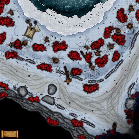 Snow Winter Red Forest Path Road Battlemap Map Dungeons And Dragons Dnd
