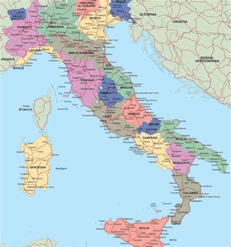 Italy Political Map Illustrator Vector Eps Maps Order And Download