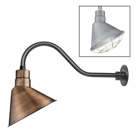Copper Gooseneck Wall Light 12″ Angle Shade Barn Pros