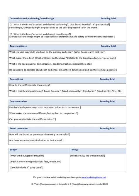 Branding Brief Template In Word And Pdf Formats Page 2 Of 3