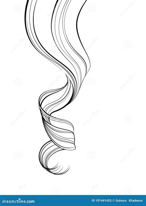 Sketch Graphic Women S Beautiful Curly Hair Vector Template Hair