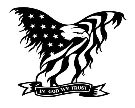 American Eagle In God We Trust With Flag For Wings Metal Art Etsy