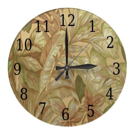 Gold Leaves Round Clock Clocks Clock Gold Wall Clock Wall Clock