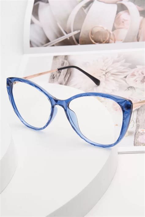 87012 Cat Eye Butterfly Blue Eyeglasses Frames Leoptique