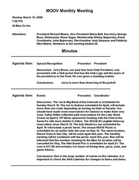 meeting minutes template business