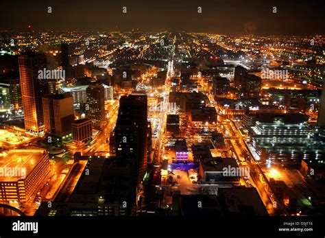 Dpa An Aerial View At Night Of Downtown Detroit Michigan Usa 8