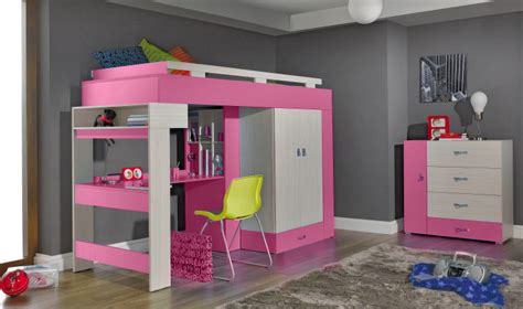 Encore appelé lit superposé, le lit mezzanine est un lit en hauteur qui permet d'avoir un espace en dessous pour y aménager autre chose. lit mezzanine avec bureau pour fille - visuel #5