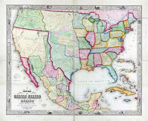 Large Scale Detailed Old Political Map Of The United States And Mexico
