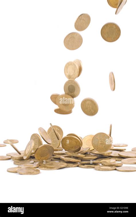 Earning Money Concept Falling Golden Coin Stock Photo Alamy