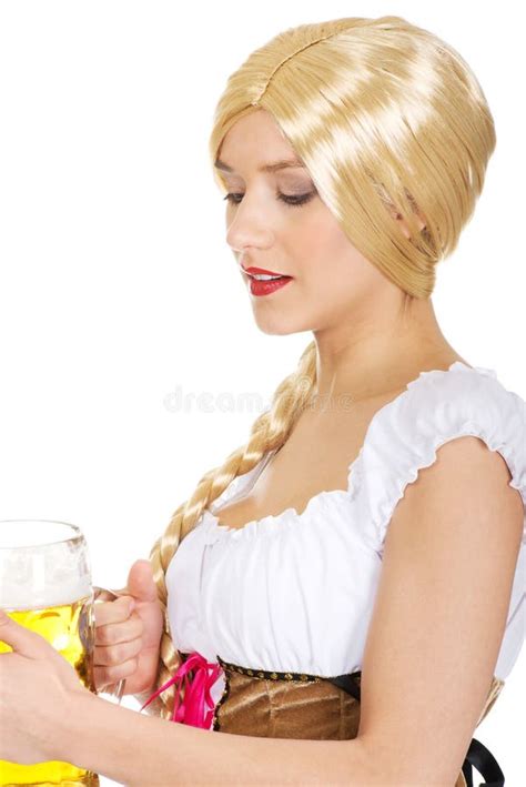 Beautiful Bavarian Woman With Beer Stock Image Image Of Isolated