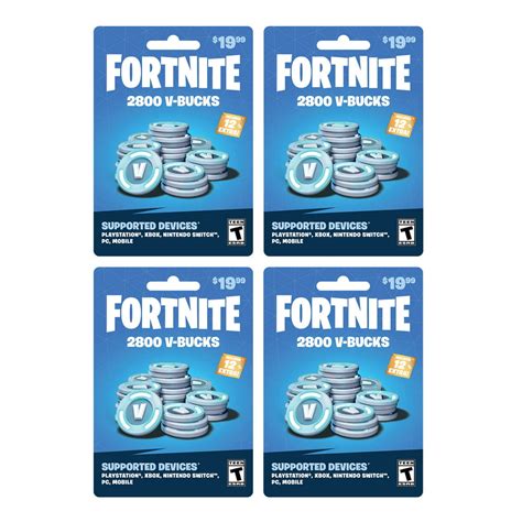 Fortnite 11200 V Bucks 4 X 1999 Cards 7996 Physical Cards