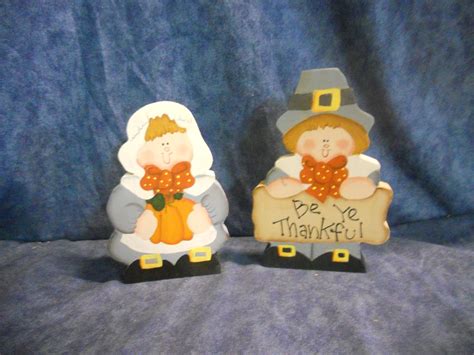 Thanksgiving Wood Pilgrim Shelf Sitters Etsy Hand Painted Pilgrim Hostess Ts