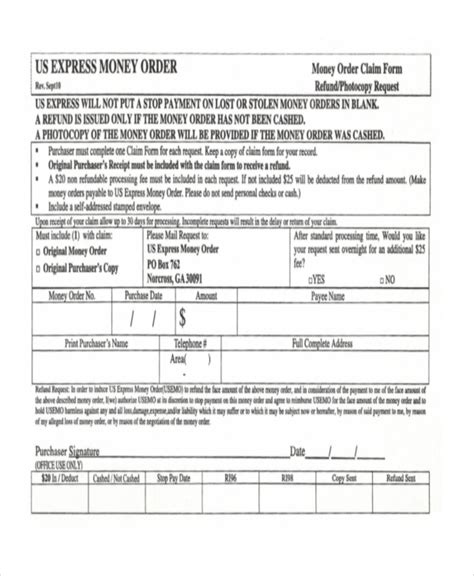 money order forms   word  format