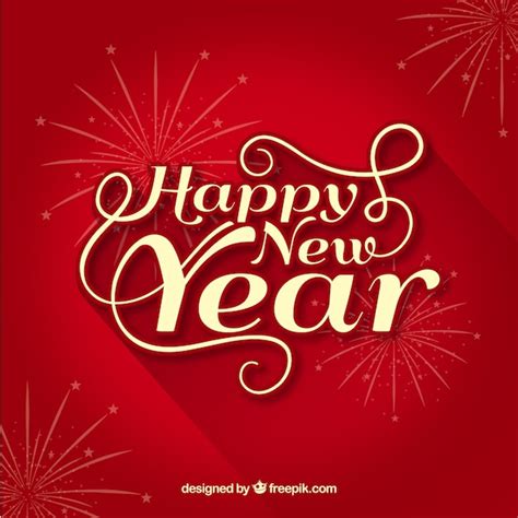 Free Vector Red Happy New Year Background