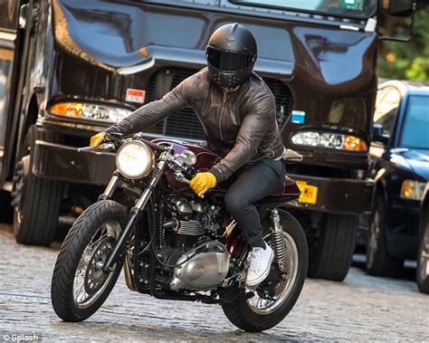 Ryan Reynolds Looks Suave In Brown Leather Jacket As He Hops Onto Motorcycle In New York Daily