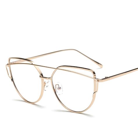 Fashion Rose Gold Polygon Metal Eyeglasses Frame Clear Lens Myopia