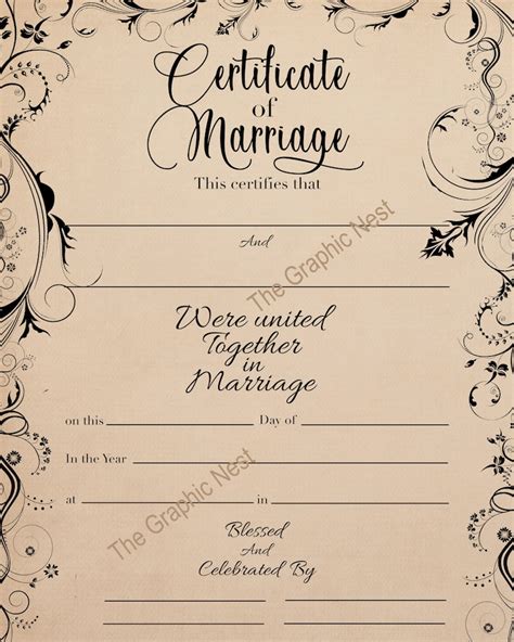 Marriage Certificate With Blessing Text Digital Download Etsy Uk