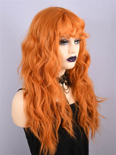 Natural Long Curly Synthetic Wig With Bangs Shein Uk