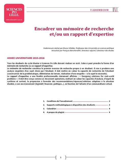 Guide Encadrer Un Memoire De Recherche Et Ou Un Rapport D Expertise