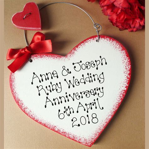 Personalised Ruby Anniversary Sign By Country Heart