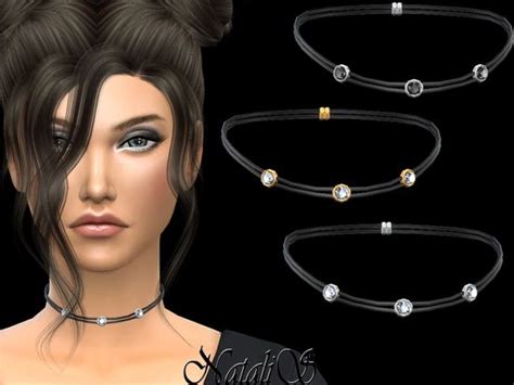 Double Leather Choker With Crystals Found In Tsr Category Sims 4