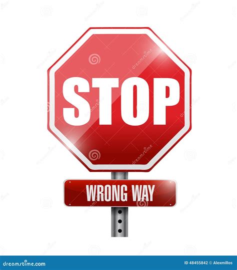 Stop Wrong Way Street Sign Illustration Stock Illustration