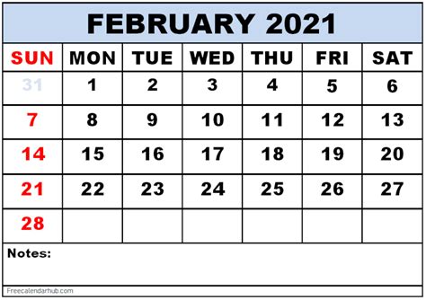 February 2021 Calendar Printable Free Printable Calendar Printable