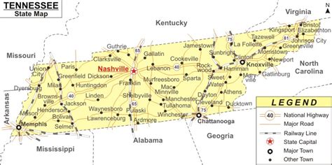 Tennessee Map Map Of Tennessee State Usa Highways Cities Roads