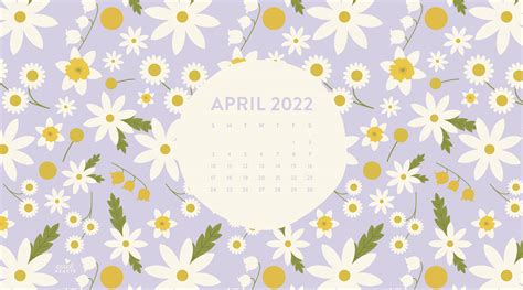 Download Purple Flowers April 2022 Calendar Wallpaper