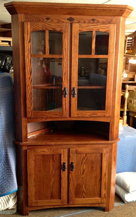 Tall lighted corner curio cabinet corner hutch for. Amish Oak Corner Curio Cabinet | Cabinets Matttroy