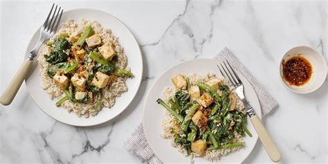 Tofu and broccoli with spicy oyster sauce requires very little prepping and is low in fat and calories. Chinese Broccoli and Tofu | Plant-Based Recipes
