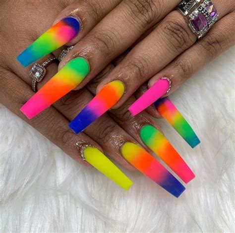 Trendy Rainbow Nails Design Ideas Long Acrylic Nail Long Acrylic