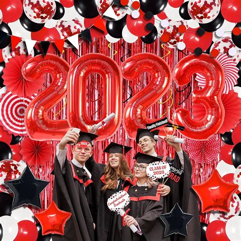 Katchon Red Graduation Photo Booth Props 2023 Pack Of 23