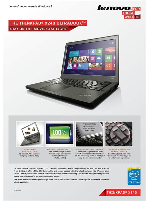 Lenovo Thinkpad X240 Ultrabook Specifications Pdf Download Manualslib